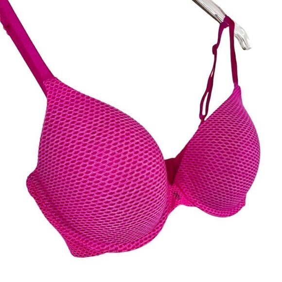 VICTORIA'S SECRET Uplift Semi Demi T-Shirt Bra in Hot Pink Size 32DD - Picture 3 of 10